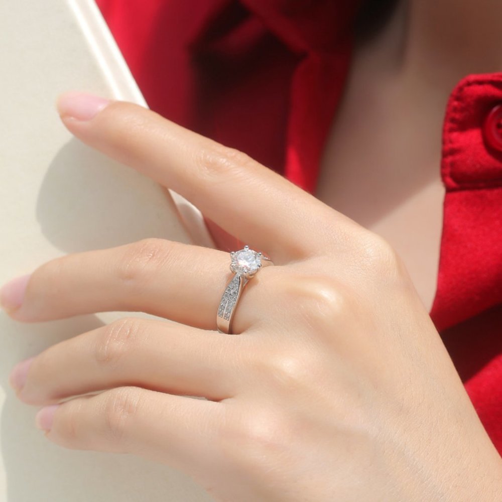 Certified 1ct. t.w. Moissanite Diamond Solitaire Wedding Engagement Ring NEW - Picture 8 of 15